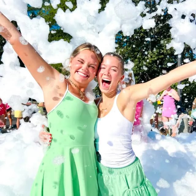 Happy kids enjoying a foam party in Sacramento